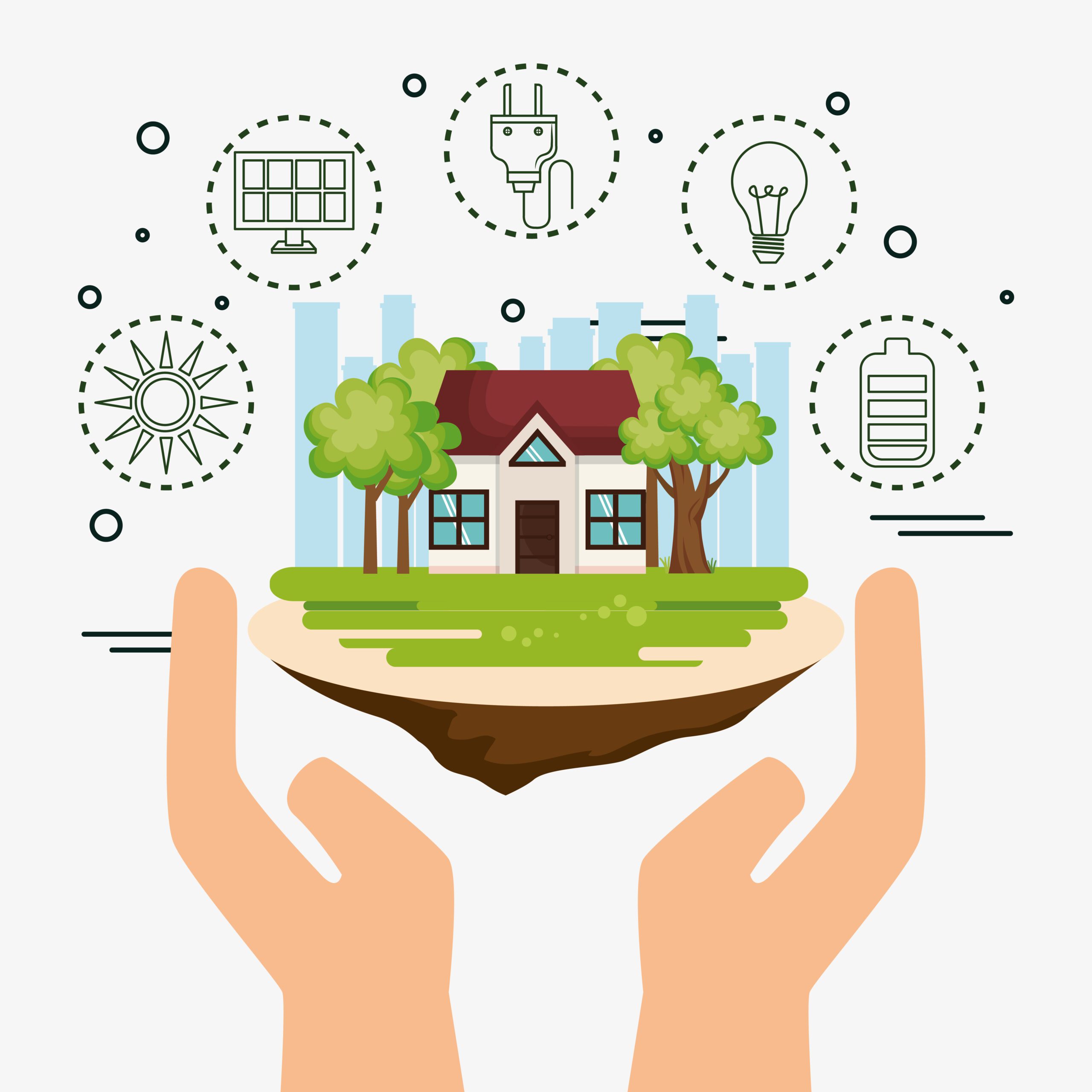 house with save the world icons Ενεργειακή κλάση σπιτιού: Πώς θα πετύχεις ενεργειακή αναβάθμιση